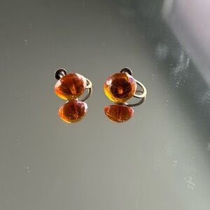 Antique Smoked Orange Gem-Cut Twist-On Errings
